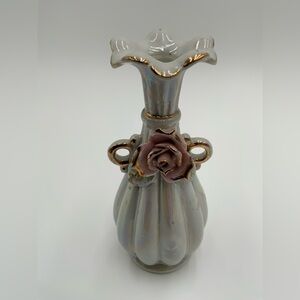 Vintage Chase Hand Painted Porcelain Floral Bud Vase Made in Japan.